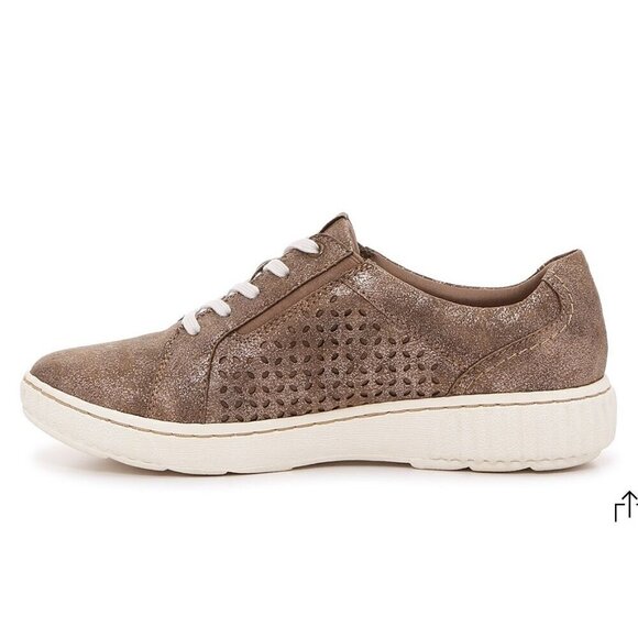 Clarks Collection Lace-Up Sneakers Perforated Metallic Brown Bronze Leather 8 - Picture 6 of 16